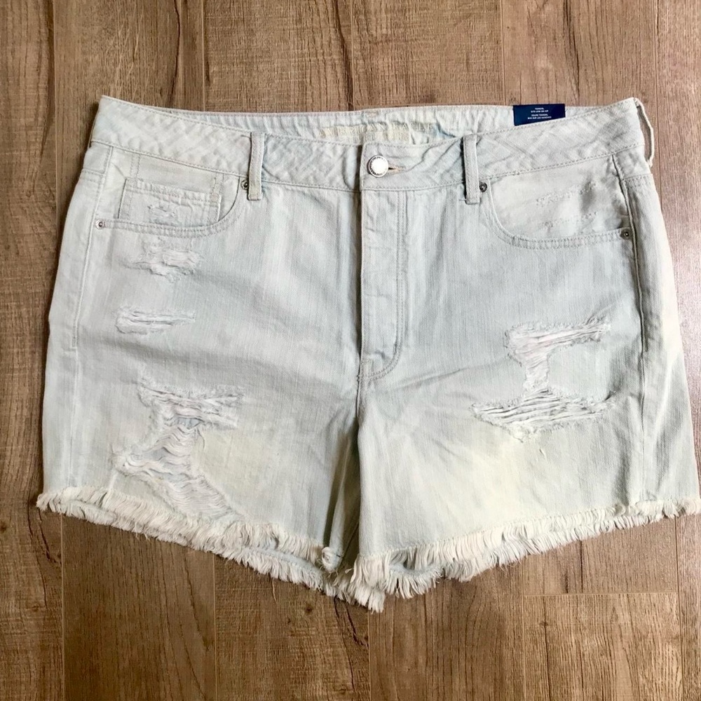 American Eagle Outfitters Pale Blue Frayed Hem Distressed Denim Shorts